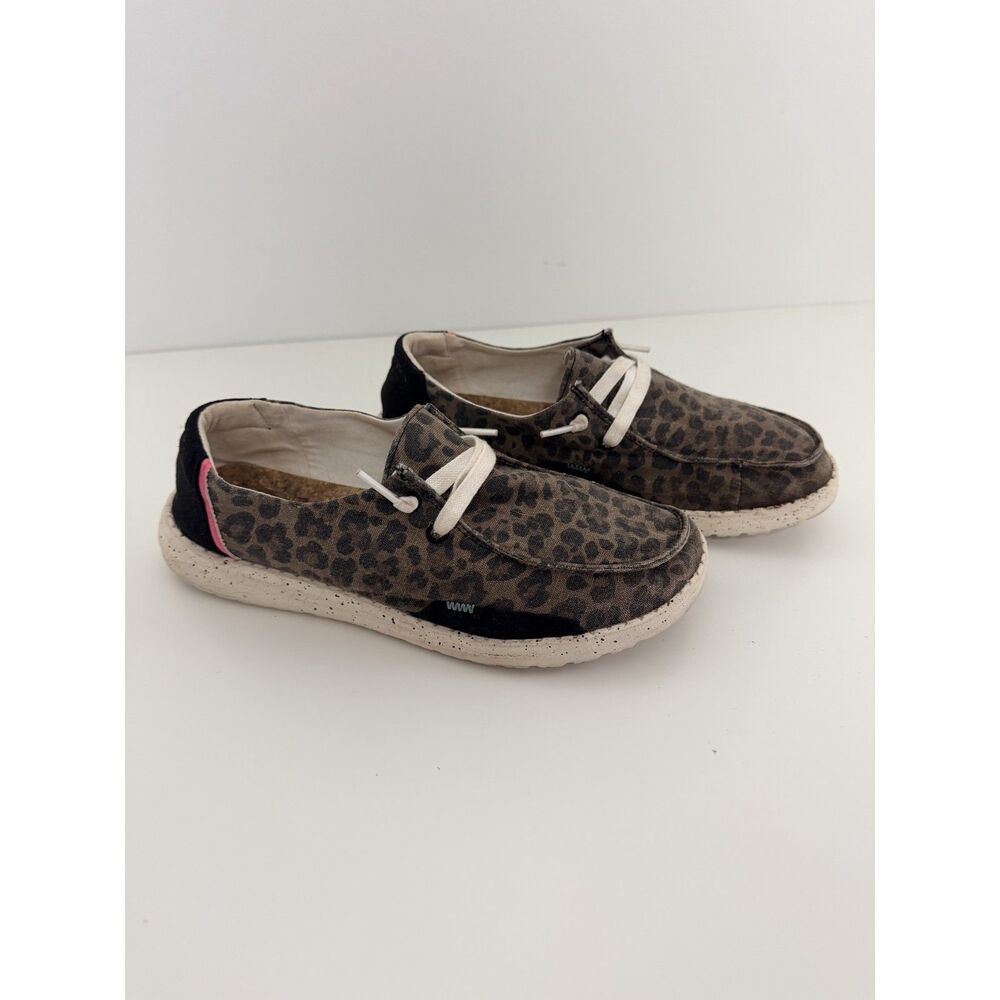 HEYDUDE Wendy Jungle Brown Womens 7 Leopard Canvas Slip On Loafers EU 38 - Picture 9 of 9
